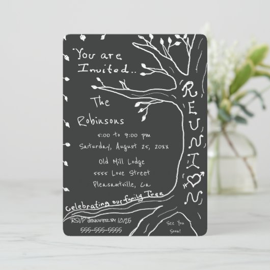 Familien-Wiedersehen-einfacher Stammbaum Einladung (Stehend Vorderseite)