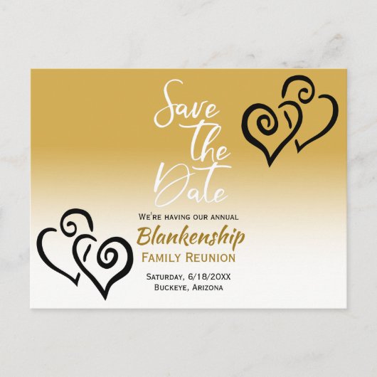 Familien-Wiedersehen Save the Date Black Linked He Ankündigungspostkarte (Vorderseite)