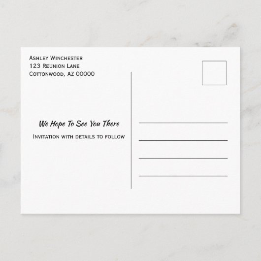 Familien-Wiedersehen Save the Date-Gelblichtbaum Ankündigungspostkarte (Rückseite)