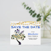 Familien-Wiedersehen Save the Date-Gelblichtbaum Ankündigungspostkarte (Stehend Vorderseite)