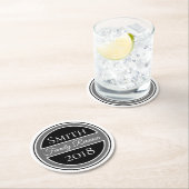 Familien-Wiedersehen-Schwarz-Abzeichen Runder Pappuntersetzer (Vor Ort)