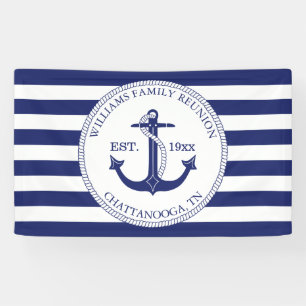 Familien-Wiedersehen-Seeanker-Monogramm Striped Banner