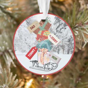 Familien-Winterwald-Schlitten Retro Vintage Weihna Ornament