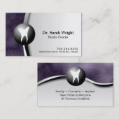 Familien-Zahnarzt-Geschäfts-Karte - Zahn-lila Weiß Visitenkarte (Vorne/Hinten)