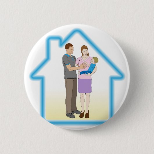 Familien-Zuhausekonzept Button (Vorderseite)