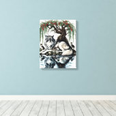 Familienaase Serene Wolf in idyllischer Natur 12x1 Leinwanddruck (Insitu (Holzboden))