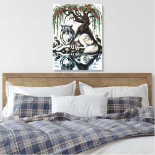 Familienaase Serene Wolf in idyllischer Natur 18x2 Leinwanddruck