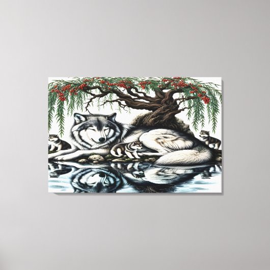 Familienaase Serene Wolf in idyllischer Natur 36x2 Leinwanddruck (Vorderseite)