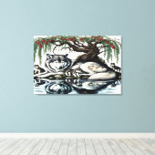 Familienaase Serene Wolf in idyllischer Natur 36x2 Leinwanddruck (Insitu (Holzboden))