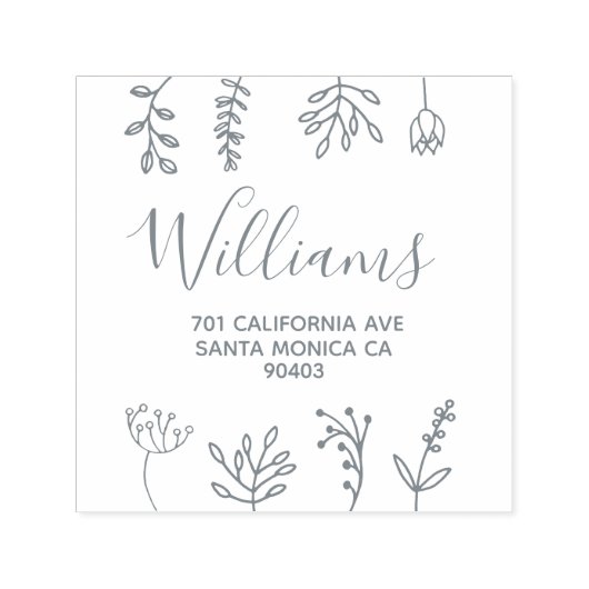 Familienadresse Blumendekor Permastempel (Design)