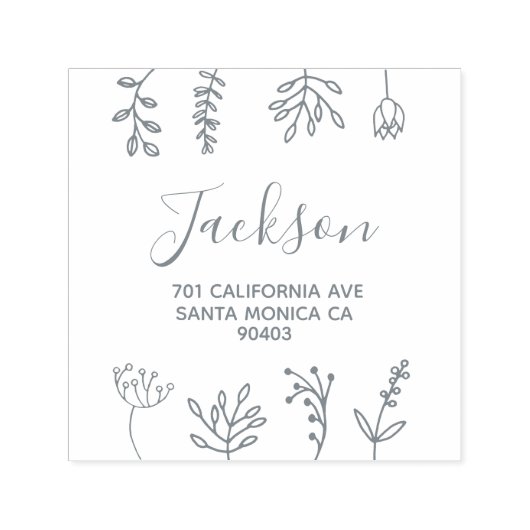 Familienadresse Blumendoodle Permastempel (Design)