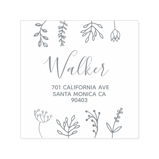 Familienadresse Blumendoodle Permastempel (Design)