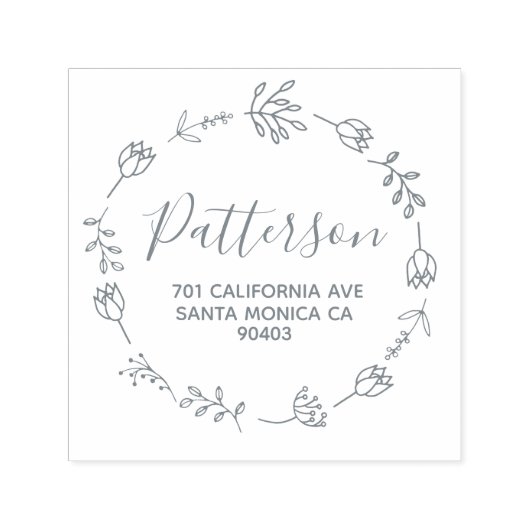 Familienadresse Blumenkranz Permastempel (Design)