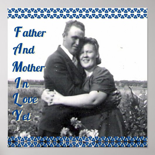 Familienakronym Eltern Foto Blue Floral Borders Poster (Vorne)
