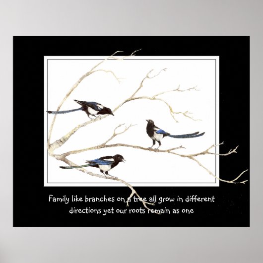 Familienangebot für Watercolor Magpie Bird-Familie Poster (Vorne)