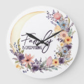 Familienangebot in Boho Kranz Große Wanduhr (Vorderseite)