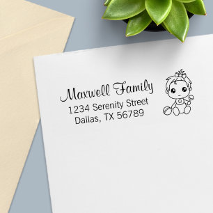 Familienanschrift Baby Mädchen Permastempel