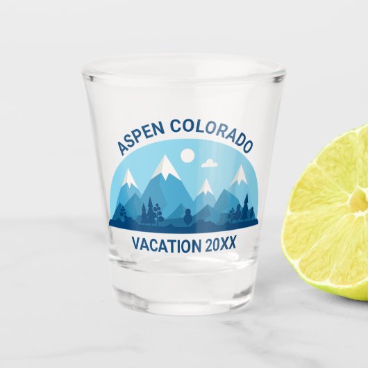 Familienausflug Custom Colorado City Blue Mountain Schnapsglas (Vorderseite)