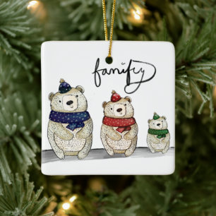 Familienbär Keramikornament