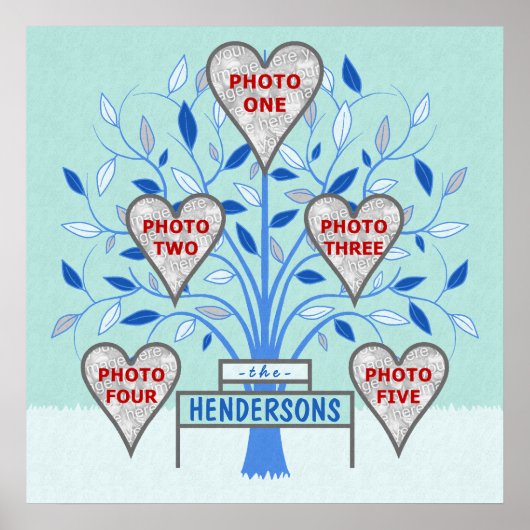 Familienbaum Custom 5 Foto Collage Winter Frost Poster (Vorne)