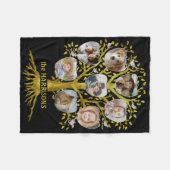 Familienbaum Foto Collage 8 Bilder Name| Gold Blac Fleecedecke (Vorderseite (Horizontal))