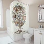 Familienbaum Foto Collage 8 Bilder Name Lt Beige Duschvorhang (Beispiel)