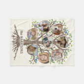 Familienbaum Foto Collage 8 Bilder Name Lt Beige Fleecedecke (Vorderseite (Horizontal))