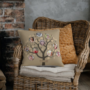 Familienbaum Foto Collage Oma Opa Geschenke Kissen