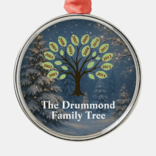 Familienbaum mit Geburtsjahr Ornament Aus Metall