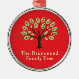 Familienbaum mit Geburtsjahr Ornament Aus Metall