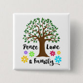 Familienbaum Peace Liebe Familiengeschenk Wiederse Button (Vorderseite)