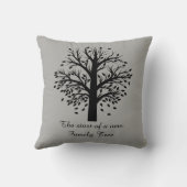 Familienbaum, Schwarzer Baum auf Grau, 8 Namen & D Kissen (Rückseite)