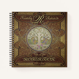 Familienbaum   Vintages Lederbuch-Look Notizblock