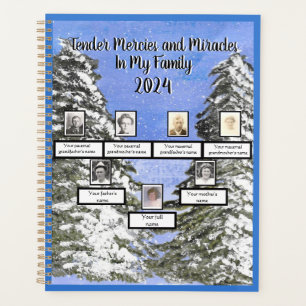 Familienbaum Wasserfarbe Schnee Pine Trees Mercies Planer