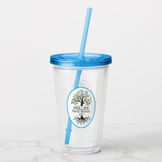 Familienbaum Wiedersehen Acryl-Tumbler Acryltrinkbecher (Rückseite)