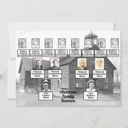 Familienbaum Wiedersehen Familienbaum Alte Holzkir Einladung (Vorderseite)