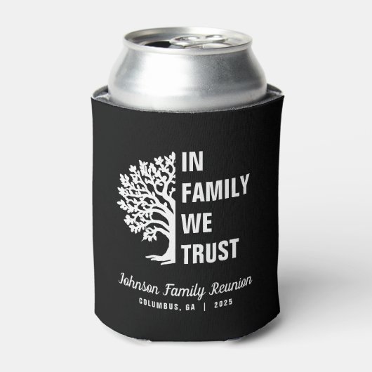 Familienbaum wir vertrauen Wiedersehen Black Dosenkühler (Kanne Vorderseite)
