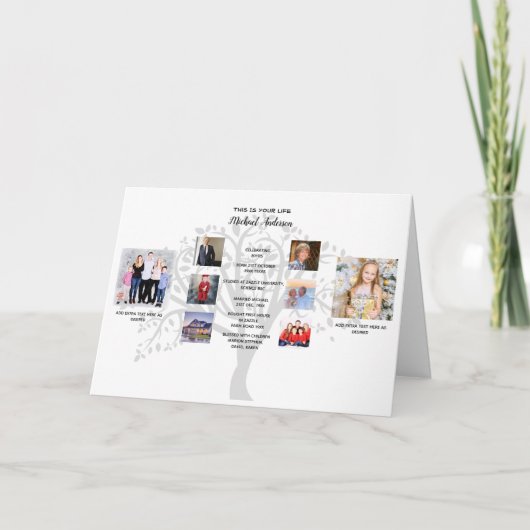 FamilienbaumfotoCollage mit Meilensteinen Geburtst Karte (Vorderseite)