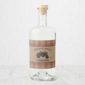 Familienbetrieb Rustikaler Traktor Red Kariert Bur Alkoholflaschenetikett (Vorderseite)