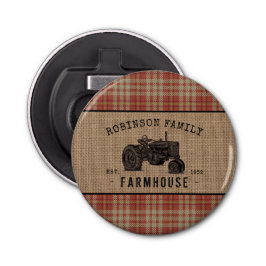 Familienbetrieb Rustikaler Traktor Red Kariert Bur Flaschenöffner