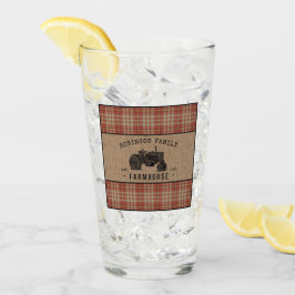 Familienbetrieb Rustikaler Traktor Red Kariert Bur Glas