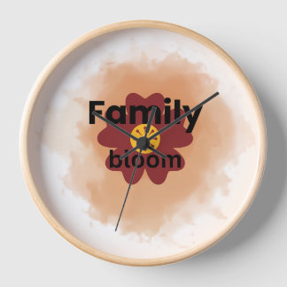 Familienblüten-Wasserfarben-Blumen-Wanduhr Uhr
