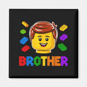 Familienbruder Meisterbauer Baustein Block Magnet