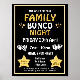 Familienbunco Night, Bunco Party PTA-Event PTO Poster
