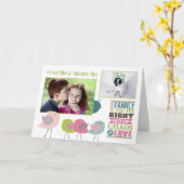 Familienchaos & Liebesvögel mit 2 Fotos Karte (Gelbe Blume)