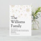 Familiendefinition Schneeflocken Weihnachtsnachric Feiertagskarte (Stehend Vorderseite)