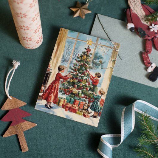 Familiendekoration Bäume Vintag Retro Weihnachten