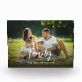 Familieneinfache Typografie Personalisiert Fotoblock (Vorderseite)