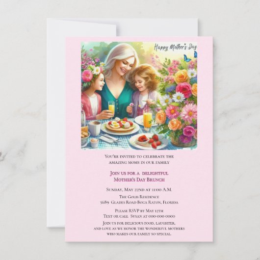 Familieneinladung zum Muttertag Einladung (Vorderseite)