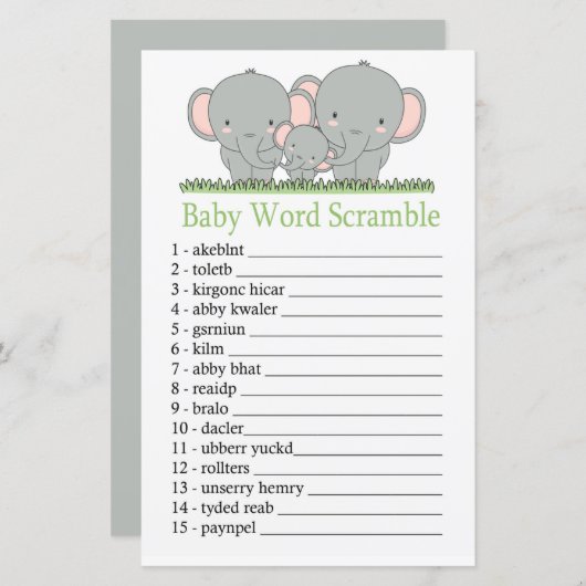 Familienelefant Baby Wortspiel (Vorne/Hinten)